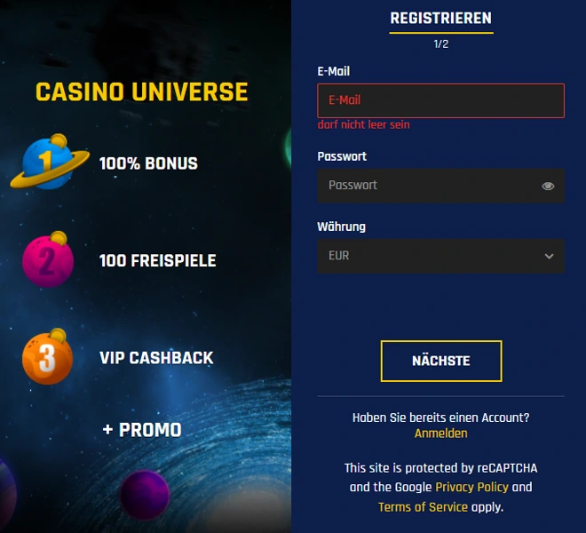 Casino Universe Login